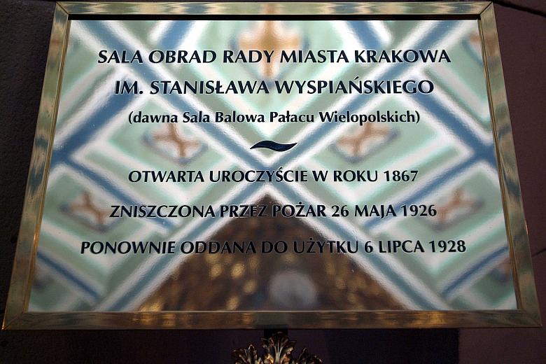 Odtąd już sala Obrad Rady Miasta Krakowa będzie salą imienia Stanisława Wyspiańskiego.