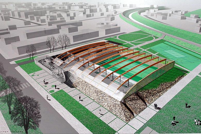 Jury przyznało wyróżnienie za "rozwiązanie energooszczędnego obiektu ujętego zielonymi skarpami oraz za poszukiwanie integr