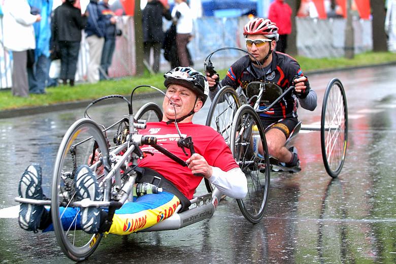 ... dlatego też szczególny podziw wzbudzali zawodnicy startujący na wózkach.