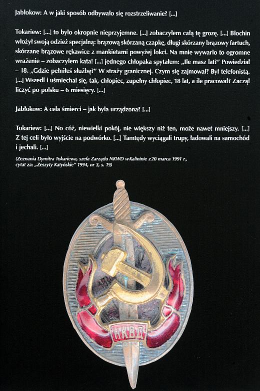 ...fragmenty znalezionego w dołach śmierci notatnika mjr. Adama Solskiego  oraz zeznań Dymitra Tokariewa, szefa zarządu NKWD w K