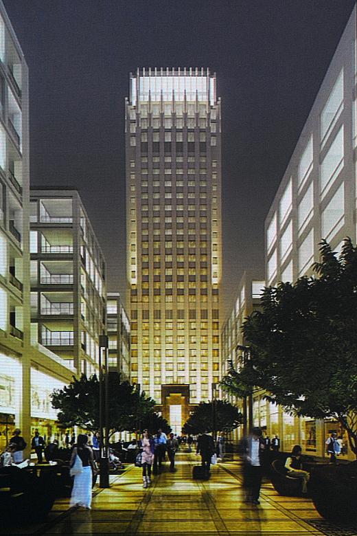 Centrum kompleksu ma stanowić szeroki bulwar biegnący od ronda Mogilskiego do samego wieżowca wzorowany na placu przy Rockefelle